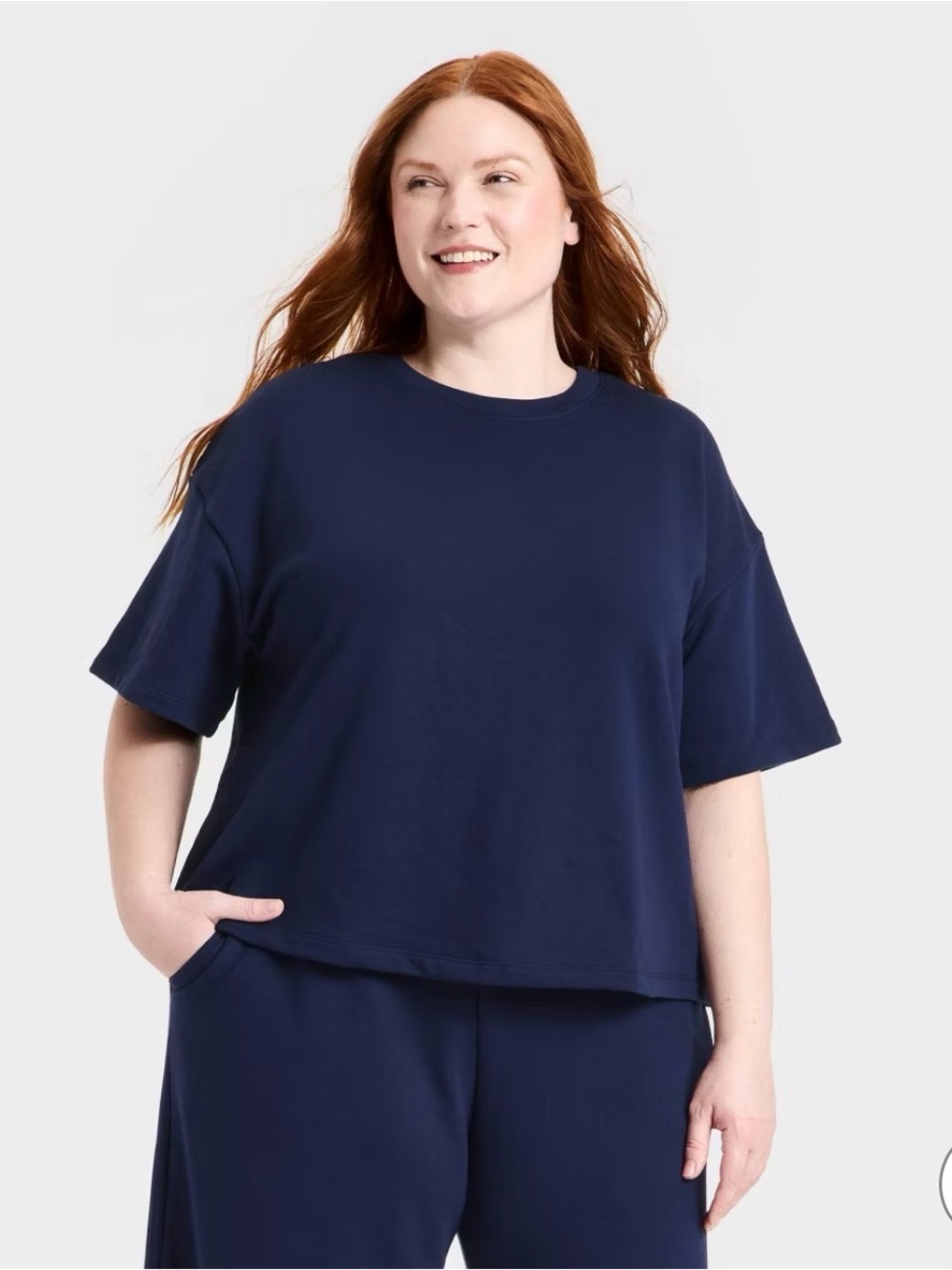Women's Navy Short-Sleeve Boxy Tee